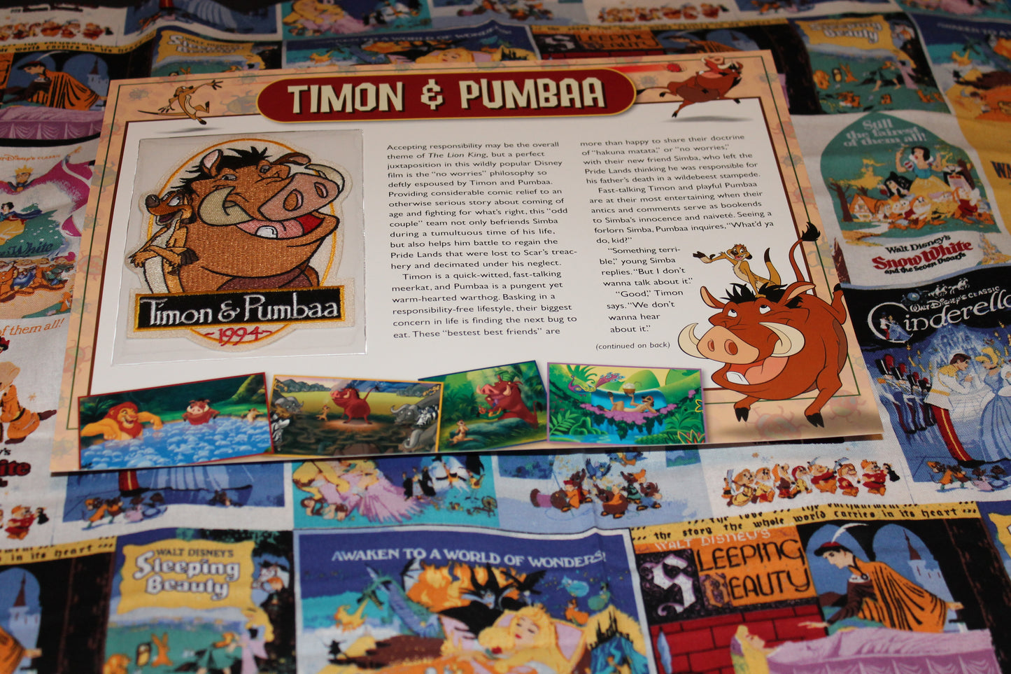 Willabee and Ward Disney Collector Patch "Timon and Pumba"